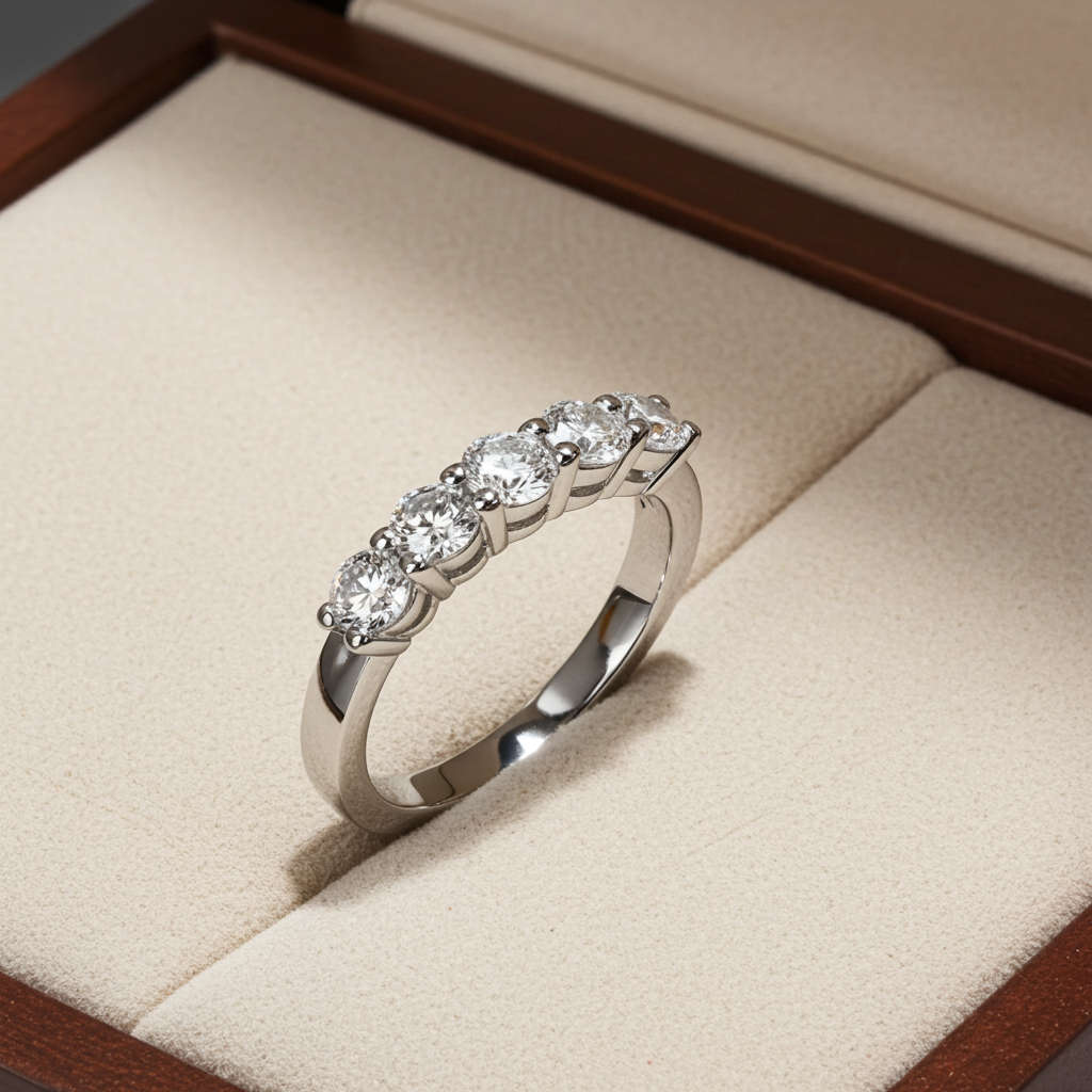 5-Stone Moissanite Sparkle Band – 4mm